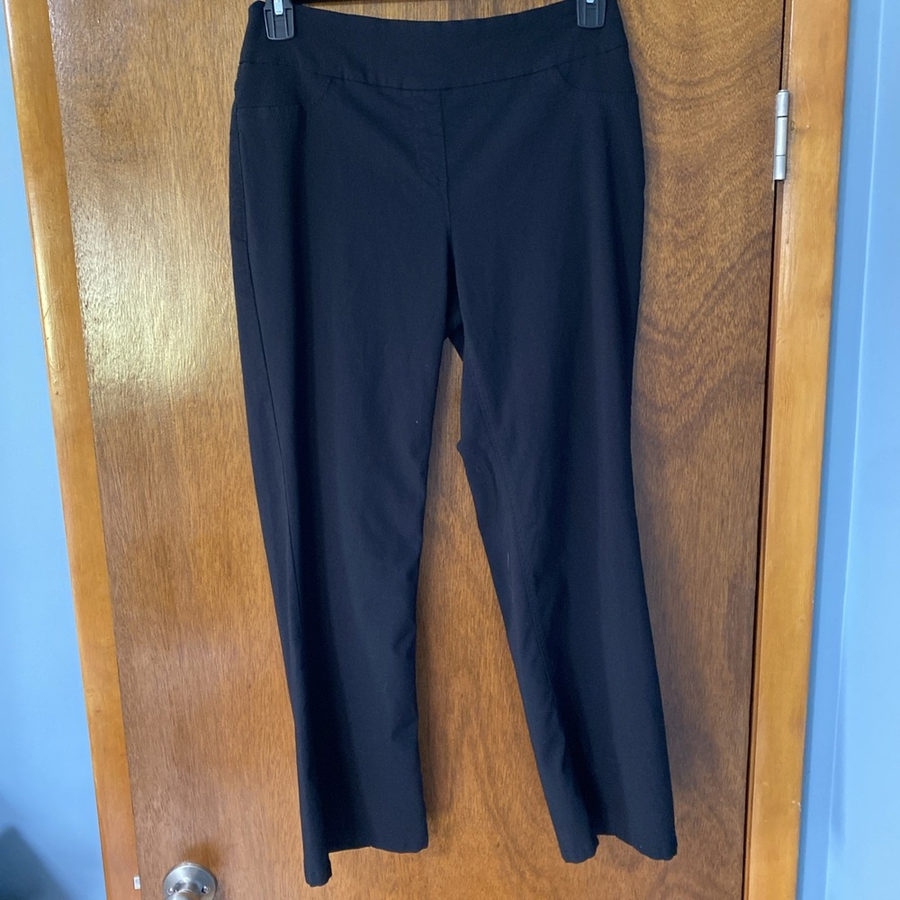 Westbound Womens Black Stretch Dress Pants Size 10 Short Straight Leg Flat Front